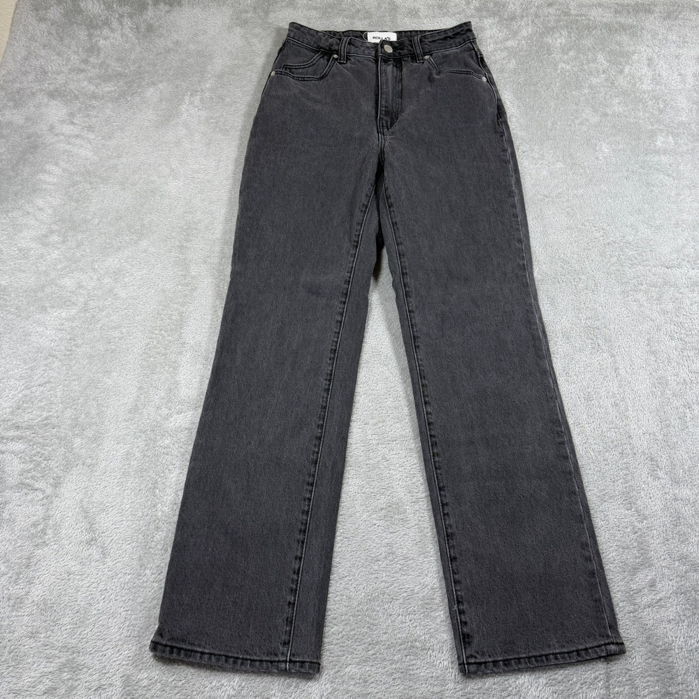 Rolla's Original High Rise Straight Jeans Women 26 Black Faded Denim